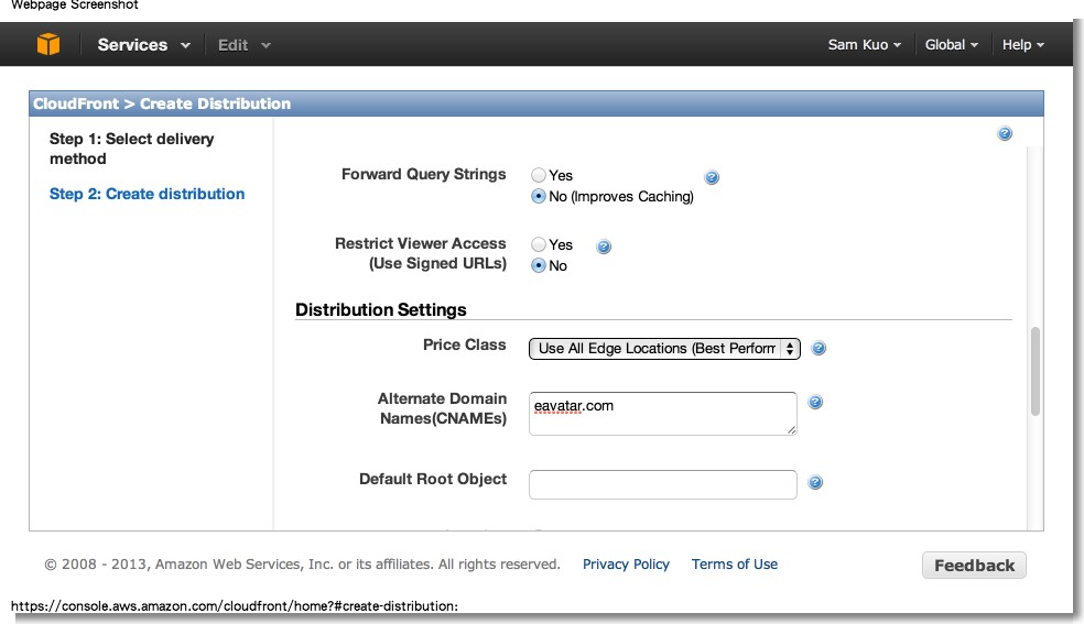 CloudFront Management Console 3